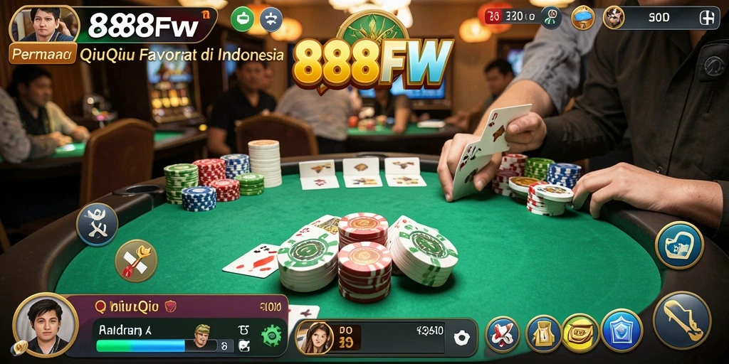 Screenshot menunjukkan aksi seru permainan QiuQiu di 888FW.