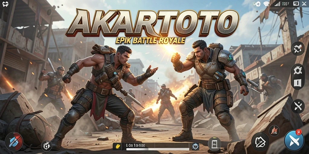 Tampilan gameplay mendebarkan di AKARTOTO dengan aksi Battle Royale yang seru.