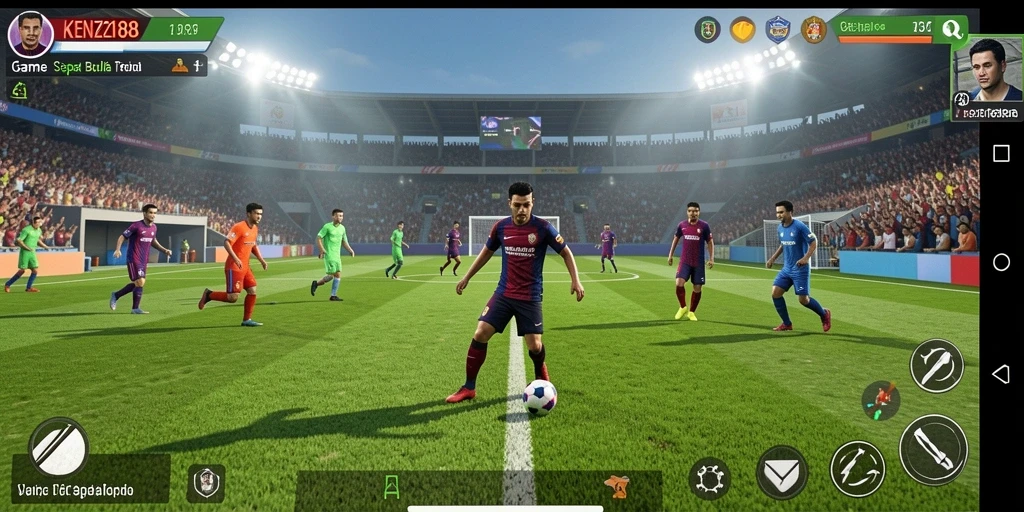 Tangkapan layar permainan <strong>KENZO188</strong> menunjukkan pertandingan sepak bola yang mendebarkan.