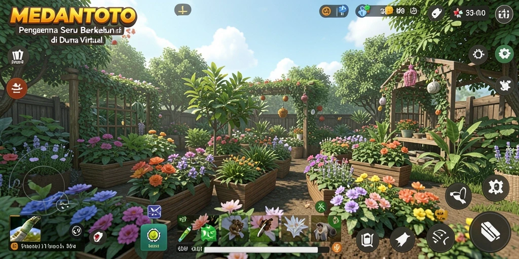 Tangkapan layar gameplay MEDANTOTO dengan petualangan berkebun yang seru.