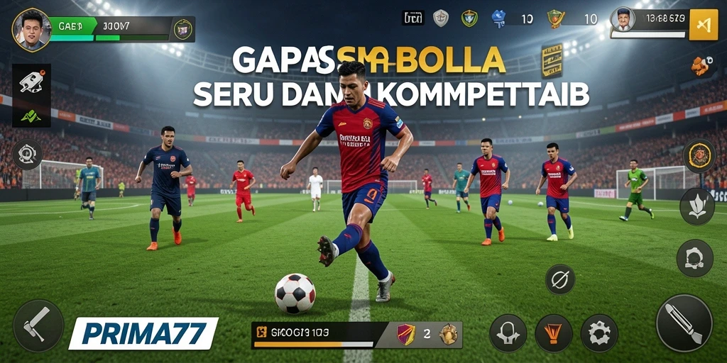 Tampilan gameplay PRIMA77 yang mendebarkan dan penuh aksi sepak bola.