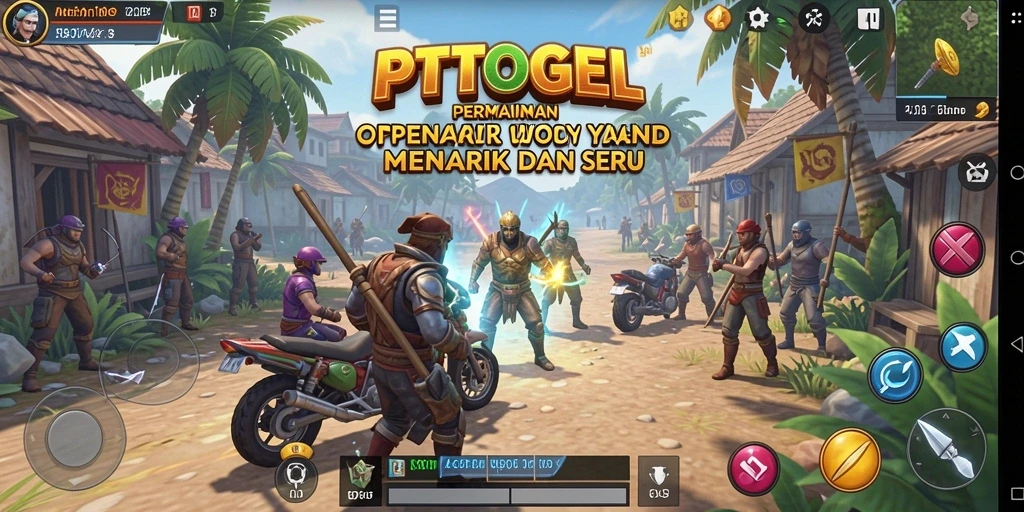 Screenshot utama PTTOGEL menampilkan dunia terbuka yang luas dan gameplay yang seru.