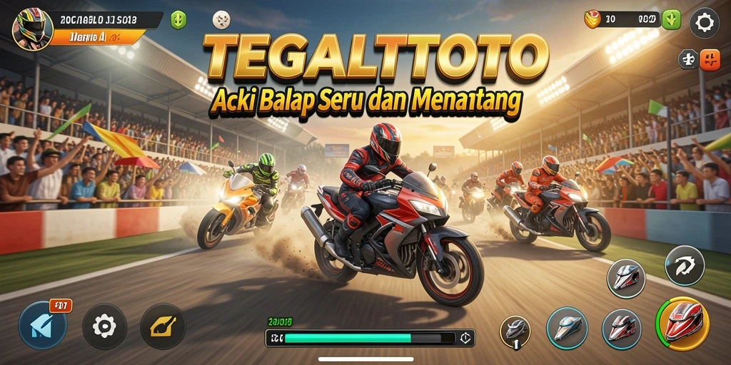 Gameplay TEGALTOTO menampilkan aksi balap yang mendebarkan.