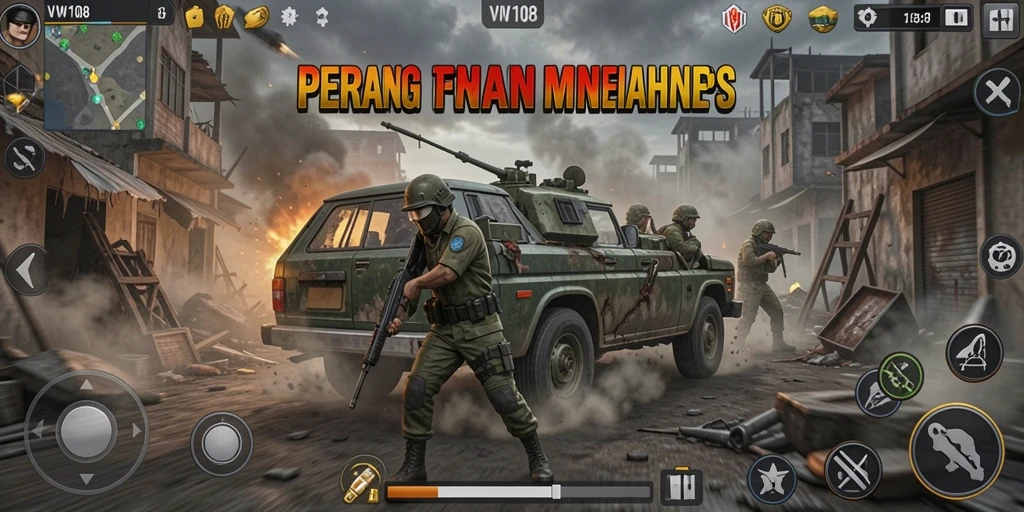 Screenshot gameplay Tower Defense VW108 yang menarik dan mendebarkan.